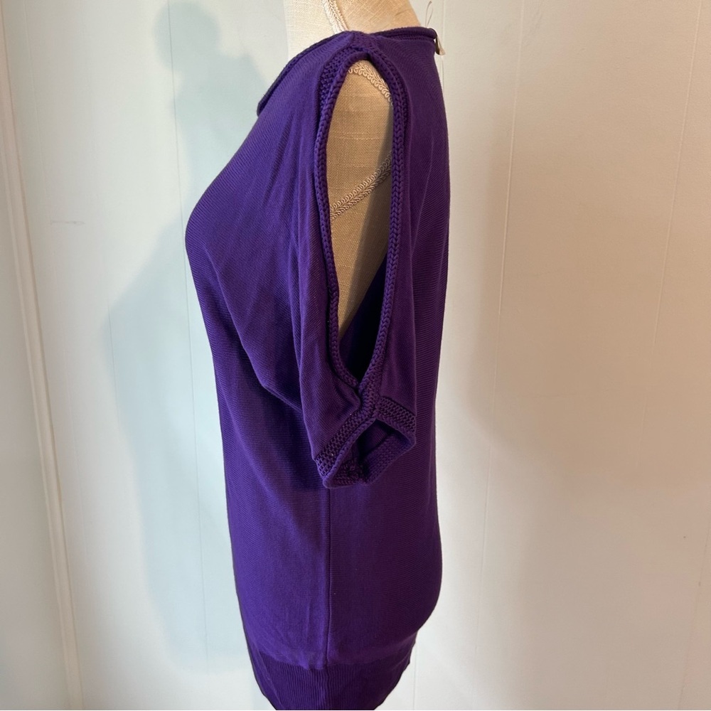 Women‎ Chico’s size 1 Purple Women's Top cold shoulder, short sleeve lightweight - Picture 2 of 8